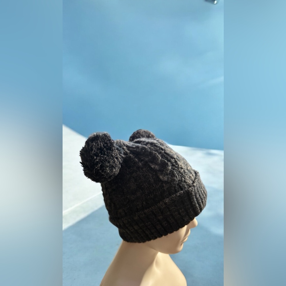 Cozy Black Beanie with 2 Poms